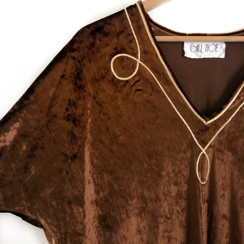 Bill Tice Brown Crushed Velvet Caftan Loungewear